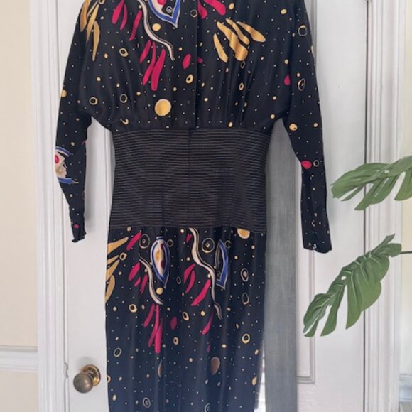 Ibe Vintage Silk Dress Celestial Moon Whimsigoth Artsy - Picture 5 of 10